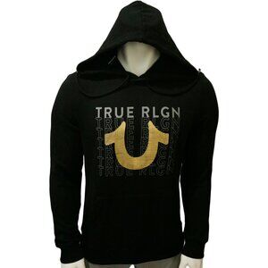 NWT TRUE RELIGION MSRP $119.99 MEN'S BLACK LONG SLEEVE HOODIE SWEATSHIRT SIZE L